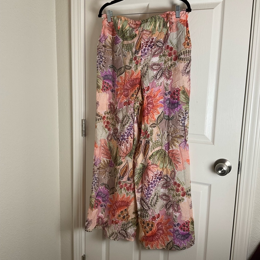 Zara Floral Print Wide Leg Trousers - Size M - Picture 10 of 11
